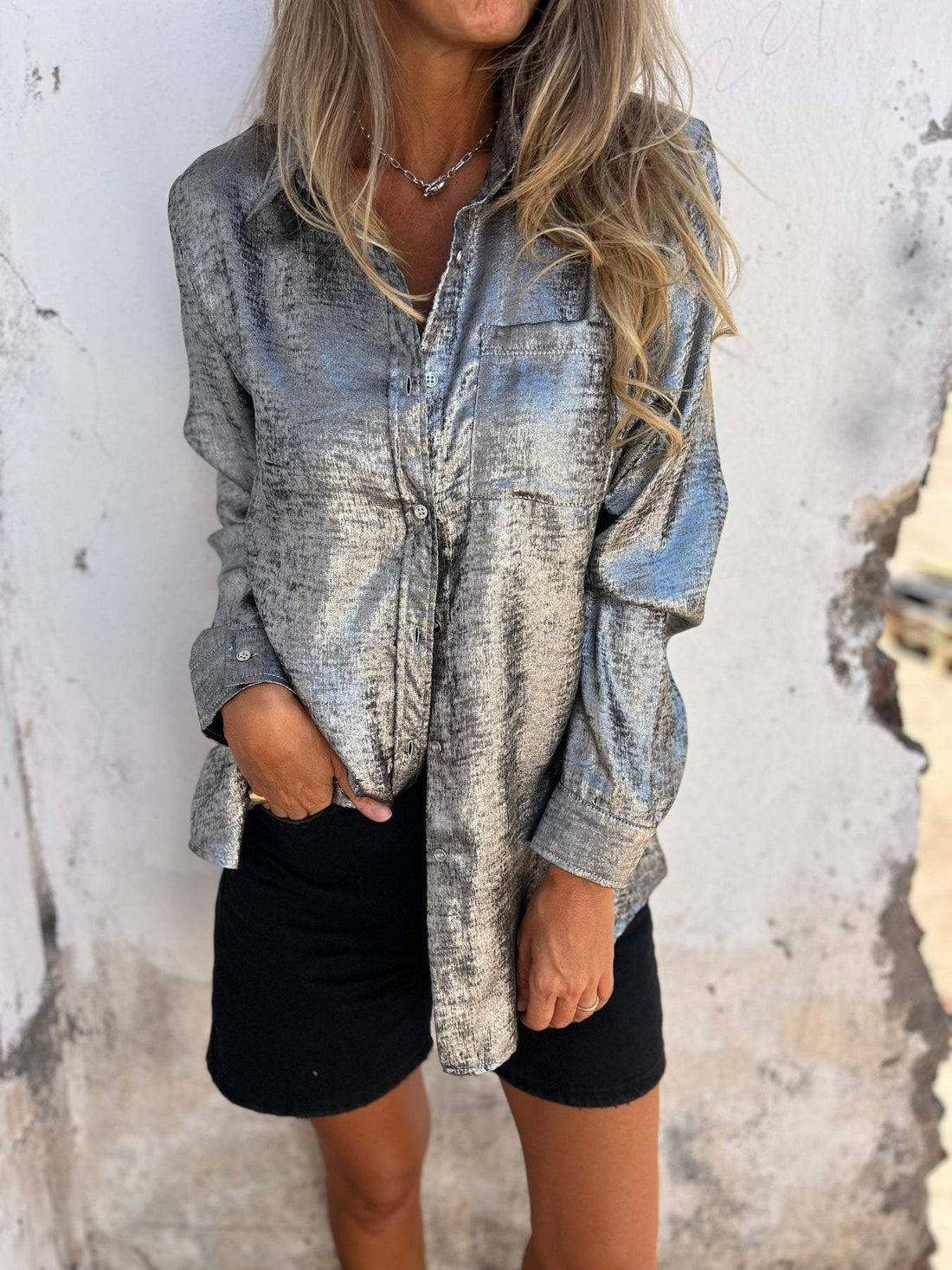 Sofie - Metallic-Bluse - Glitzerbluse