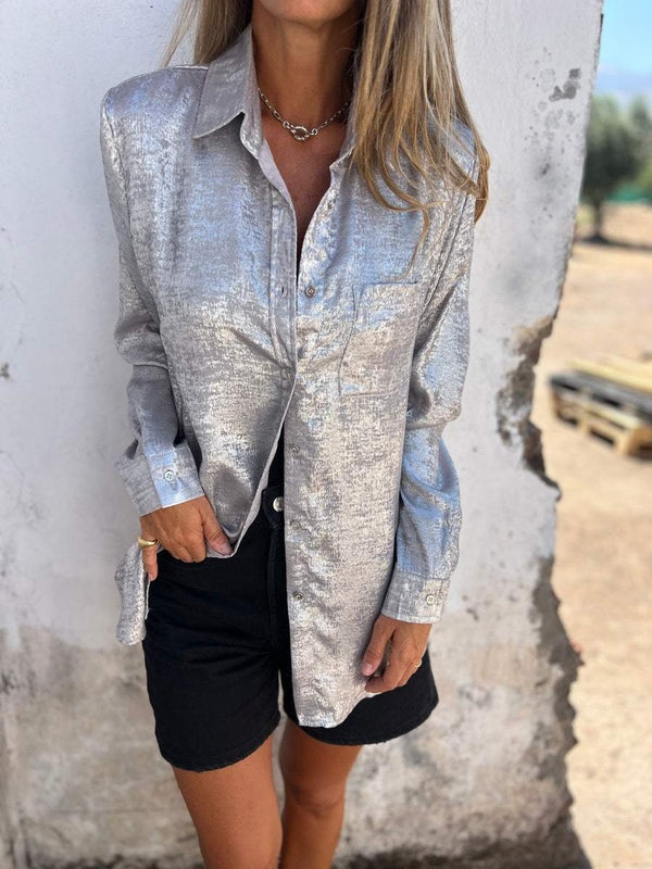 Sofie - Metallic-Bluse - Glitzerbluse