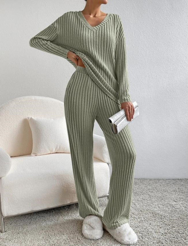 Shane - Schickes Winter Strickhose und Pullover Set für Damen