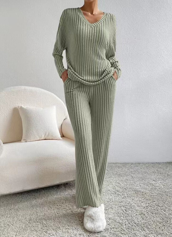 Shane - Schickes Winter Strickhose und Pullover Set für Damen